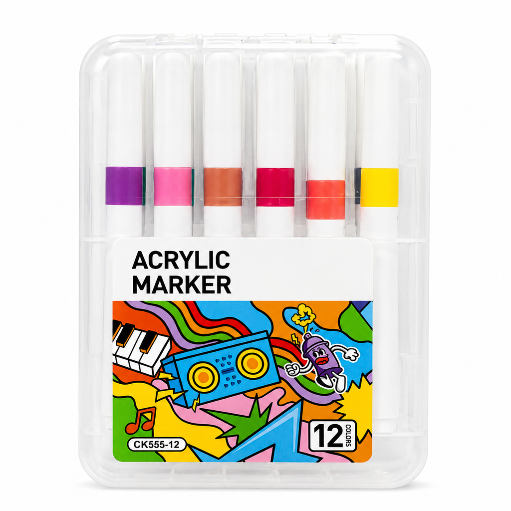 Professional 12-Color Fine Tip Acrylic Paint Pens