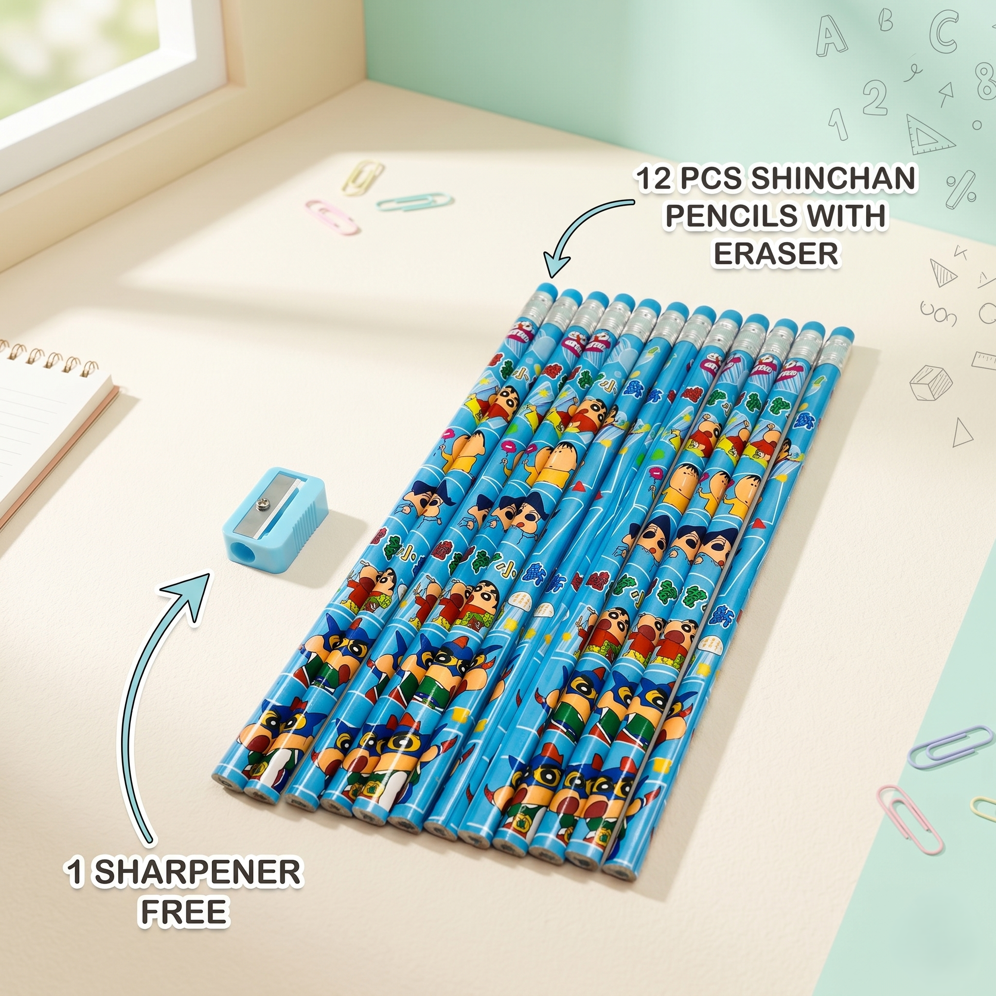 Shinchan Blue Premium Wooden Pencil Set
