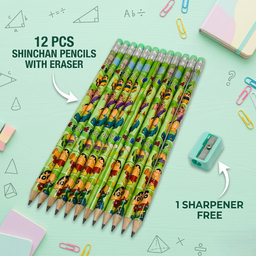 Shinchan Green Premium Wooden Pencil Set