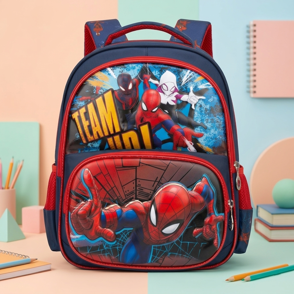 13" Spider-Man 3-Compartment Junior Backpack | Ergonomic Marvel Avengers School Bag for Kids