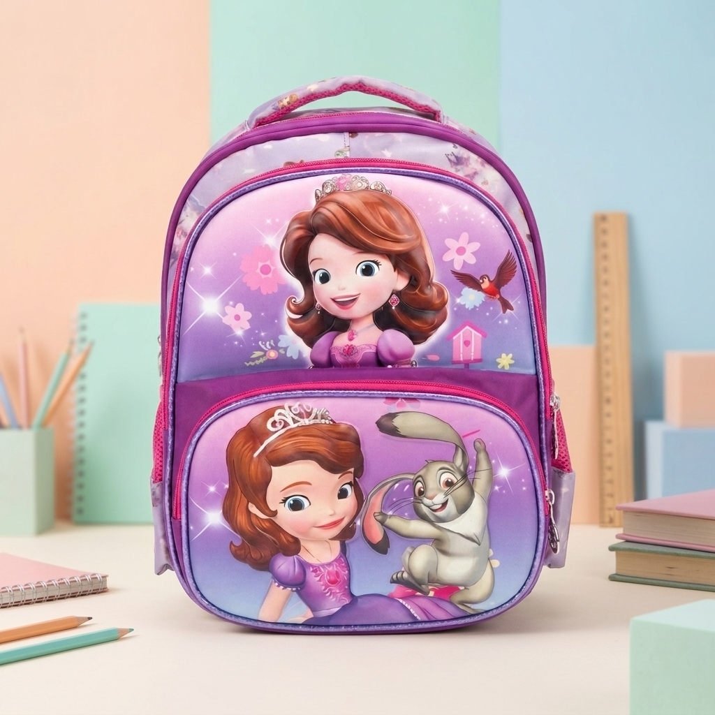 13" Royal Princess 3-Compartment Junior Backpack | Ergonomic Purple School Bag for Girls