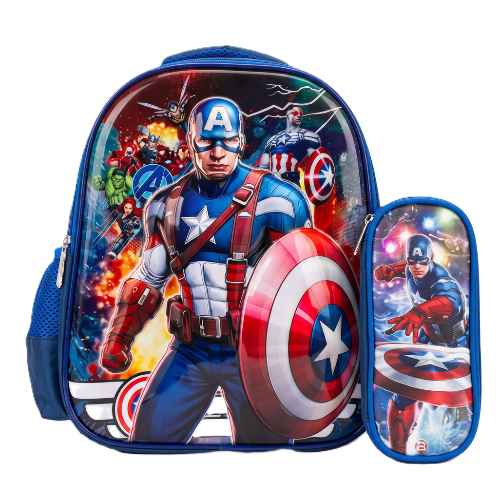 15" Marvel Captain America Kids School Backpack with Matching Pencil Case
