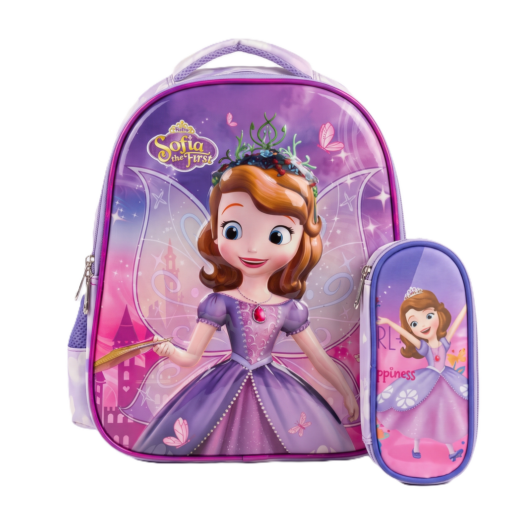 15" Castle Princess Kids School Backpack with Matching Pencil Case