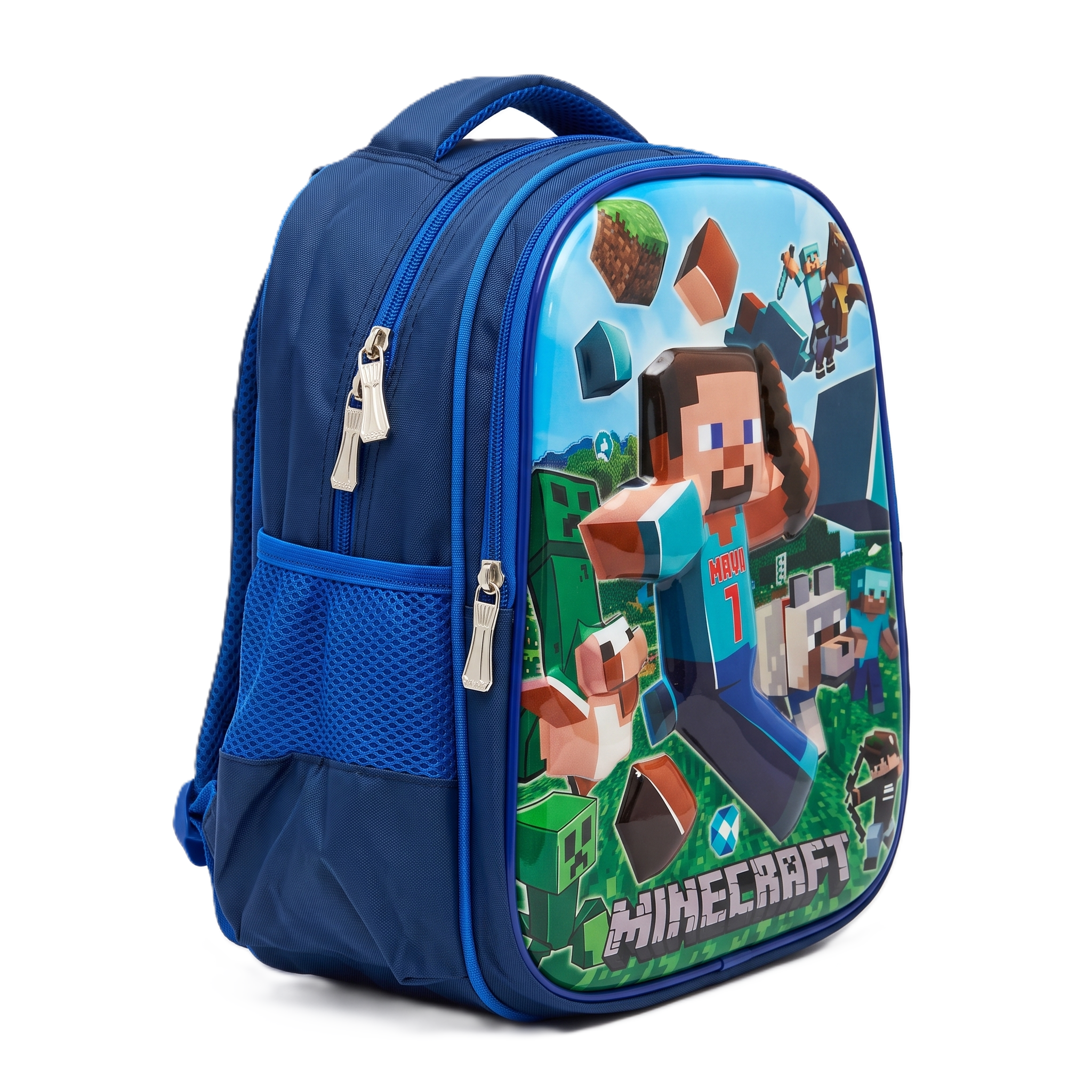 15" Minecraft Kids School Backpack with Matching Pencil Case – Blue