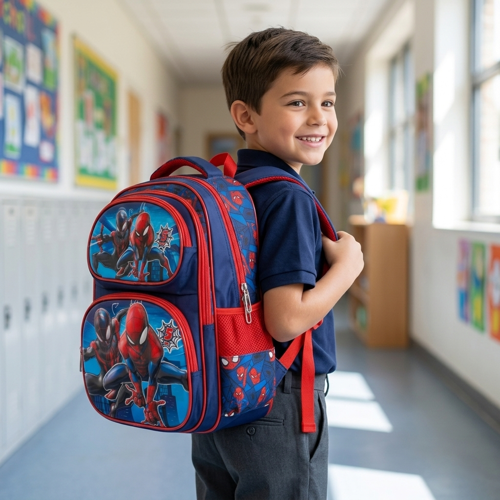 16" Spider-Man 3-Compartment Large Backpack | Ergonomic Marvel Avengers School Bag for Kids