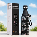 18oz Floral Insulated Water Bottle – Black