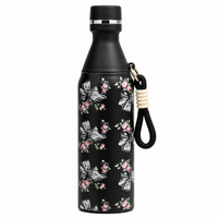 18oz Floral Insulated Water Bottle – Black