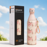 18oz Floral Insulated Water Bottle – Blush Pink