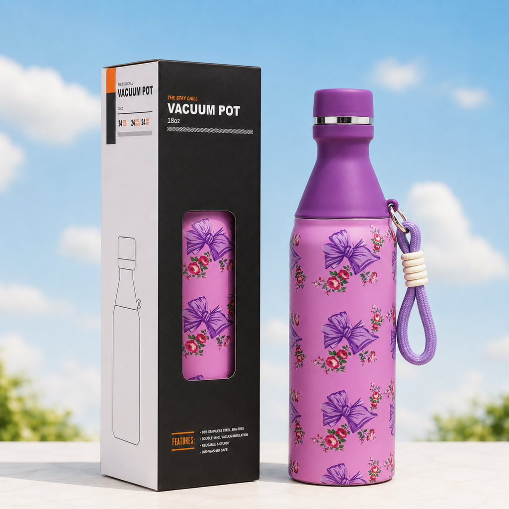 18oz Floral Insulated Water Bottle – Purple