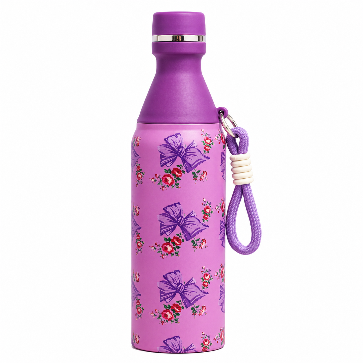 18oz Floral Insulated Water Bottle – Purple