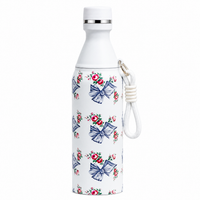 18oz Floral Insulated Water Bottle – White