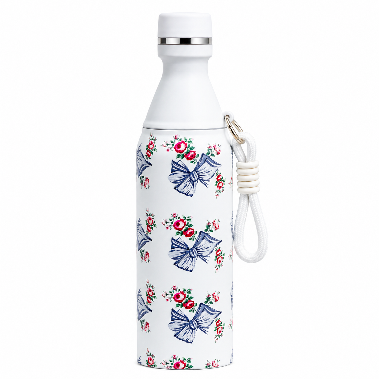 18oz Floral Insulated Water Bottle – White
