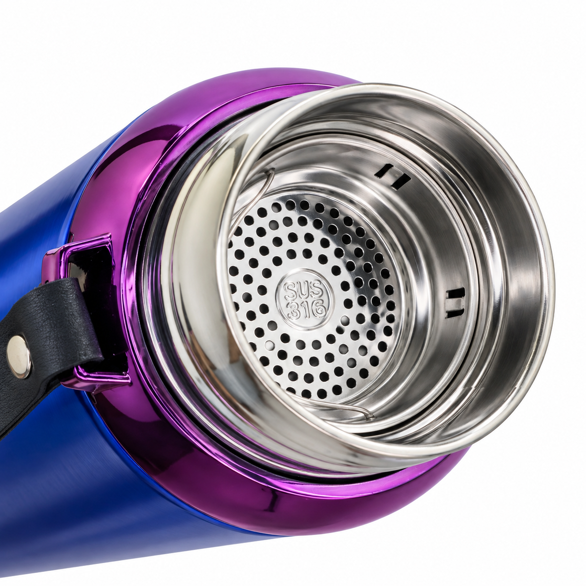 1L SUS304 Insulated Water Bottle with Removable Alkaline Insert – Blue
