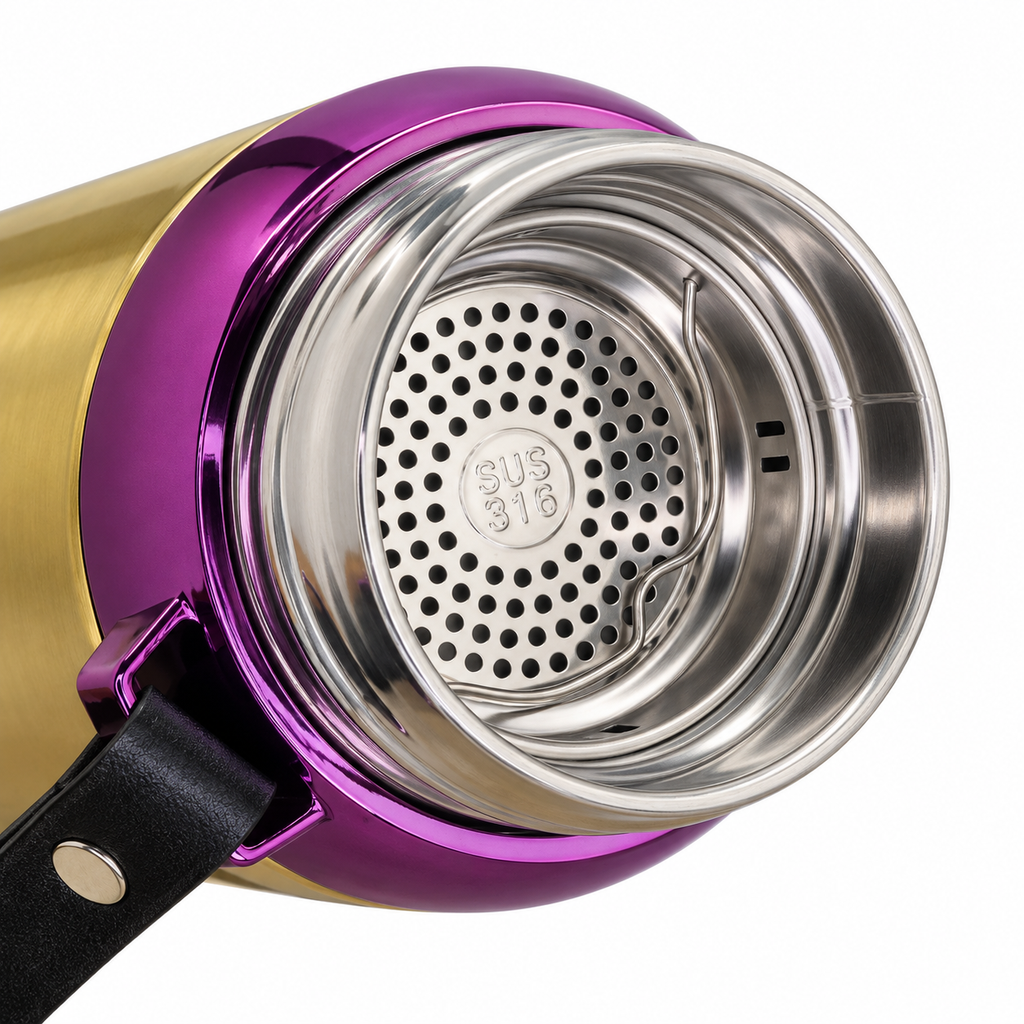 1L SUS304 Insulated Water Bottle with Removable Alkaline Insert – Golden