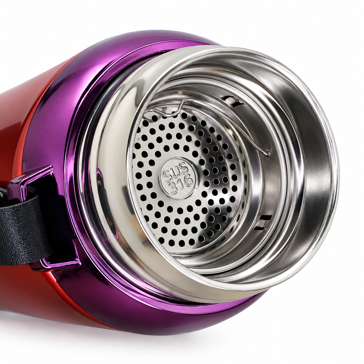 1L SUS304 Insulated Water Bottle with Removable Alkaline Insert – Shiny Red