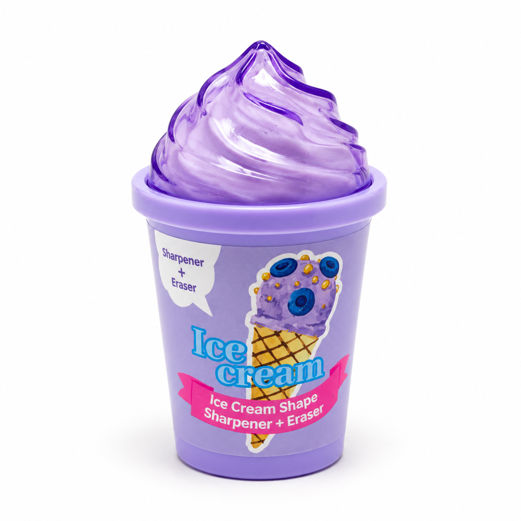 Blueberry Purple 2-in-1 Ice Cream Cup Eraser & Sharpener