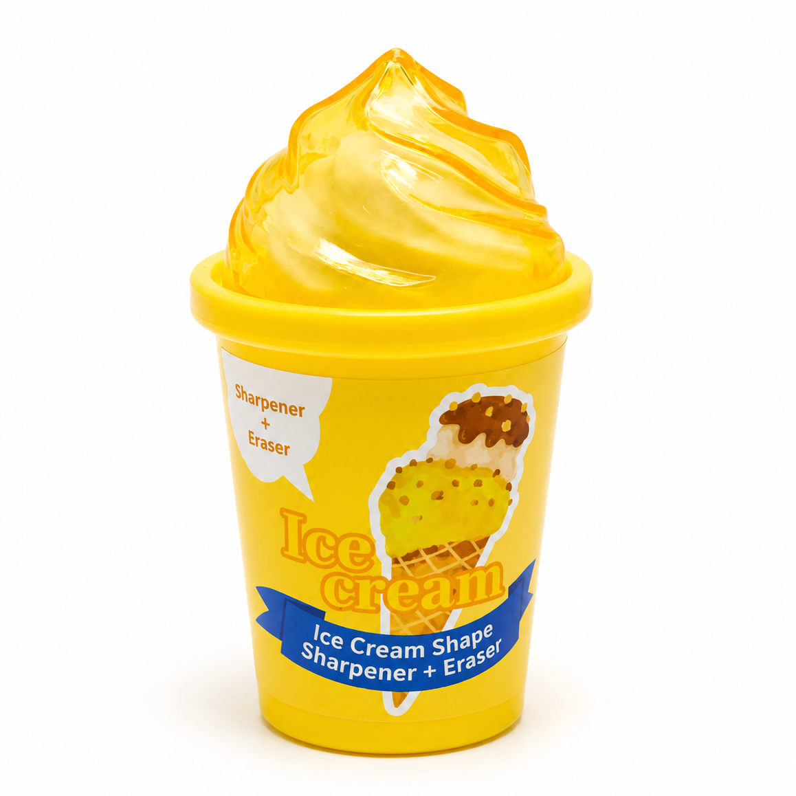 Vanilla Yellow 2-in-1 Ice Cream Cup Eraser & Sharpener