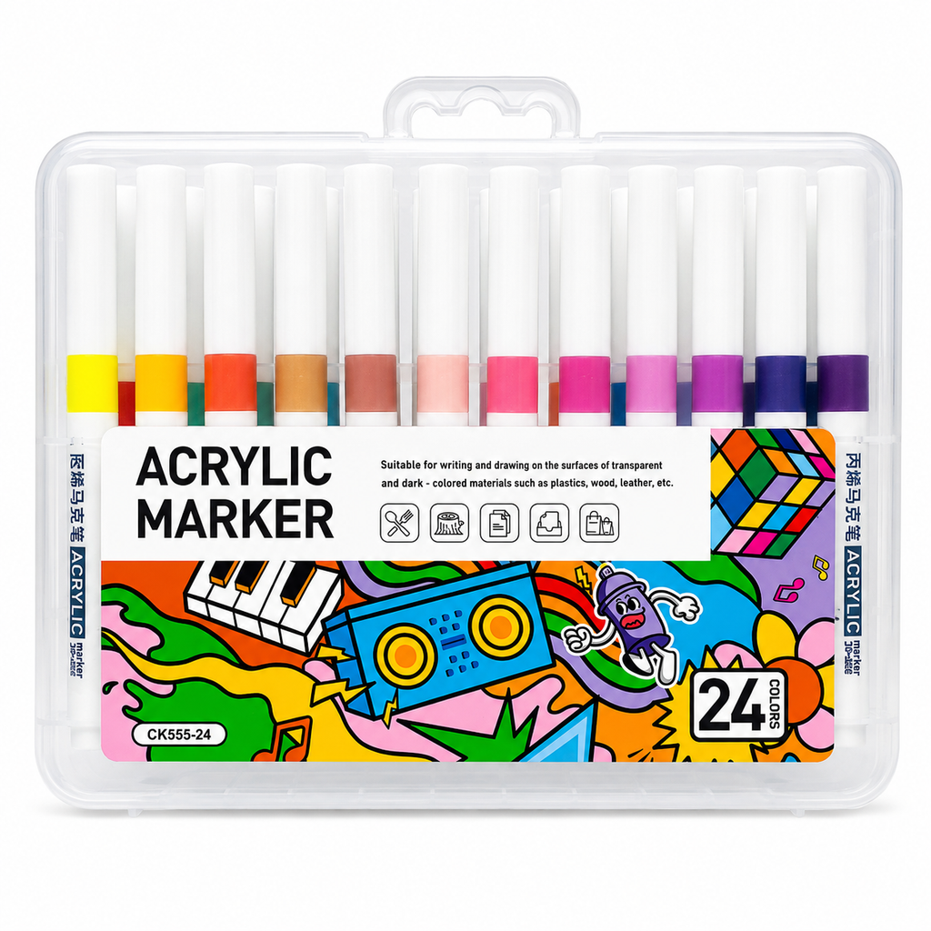 Professional 24-Color Fine Tip Acrylic Paint Pens
