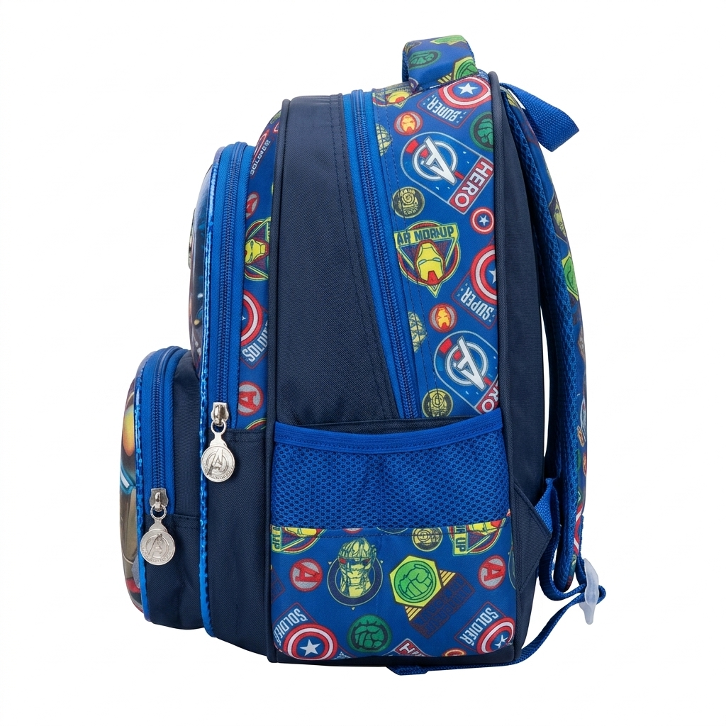 13" Superhero Multi-Compartment Junior Backpack | Ergonomic 3-Pocket School Bag for Kids