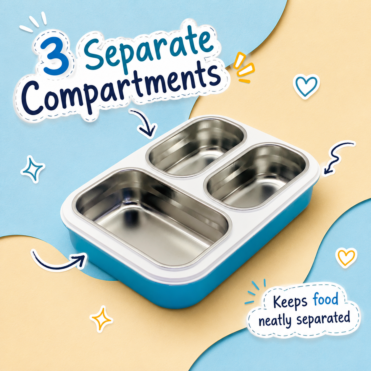 Gibo Premium Stainless Steel Bento Lunch Box (Sky Blue)