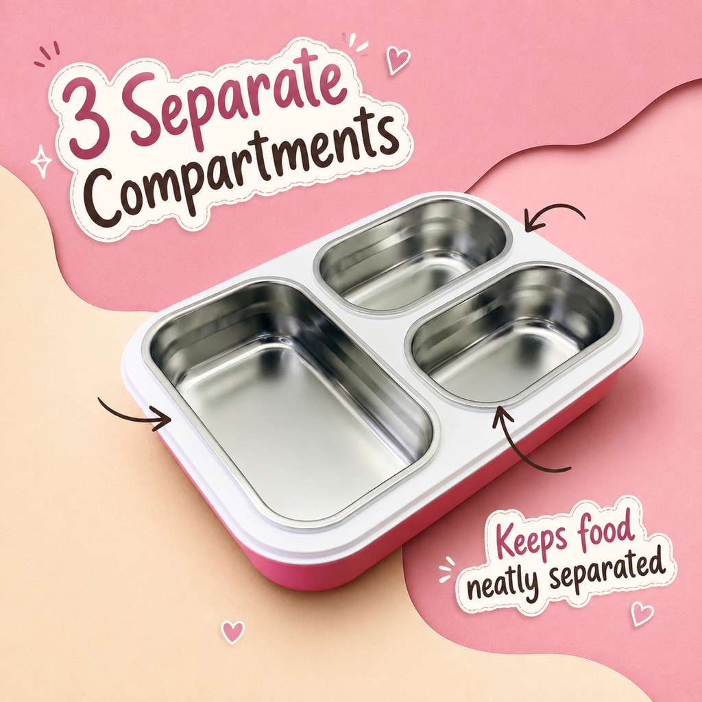 Gibo Premium Stainless Steel Bento Lunch Box (Pink)