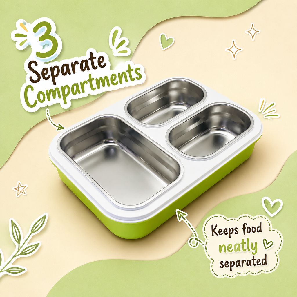 Gibo Premium Stainless Steel Bento Lunch Box (Green)