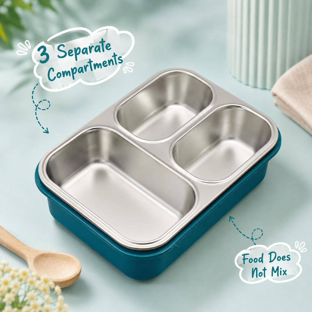 Premium 800mL Stainless Steel Kids Bento Box (Travel Explorer)