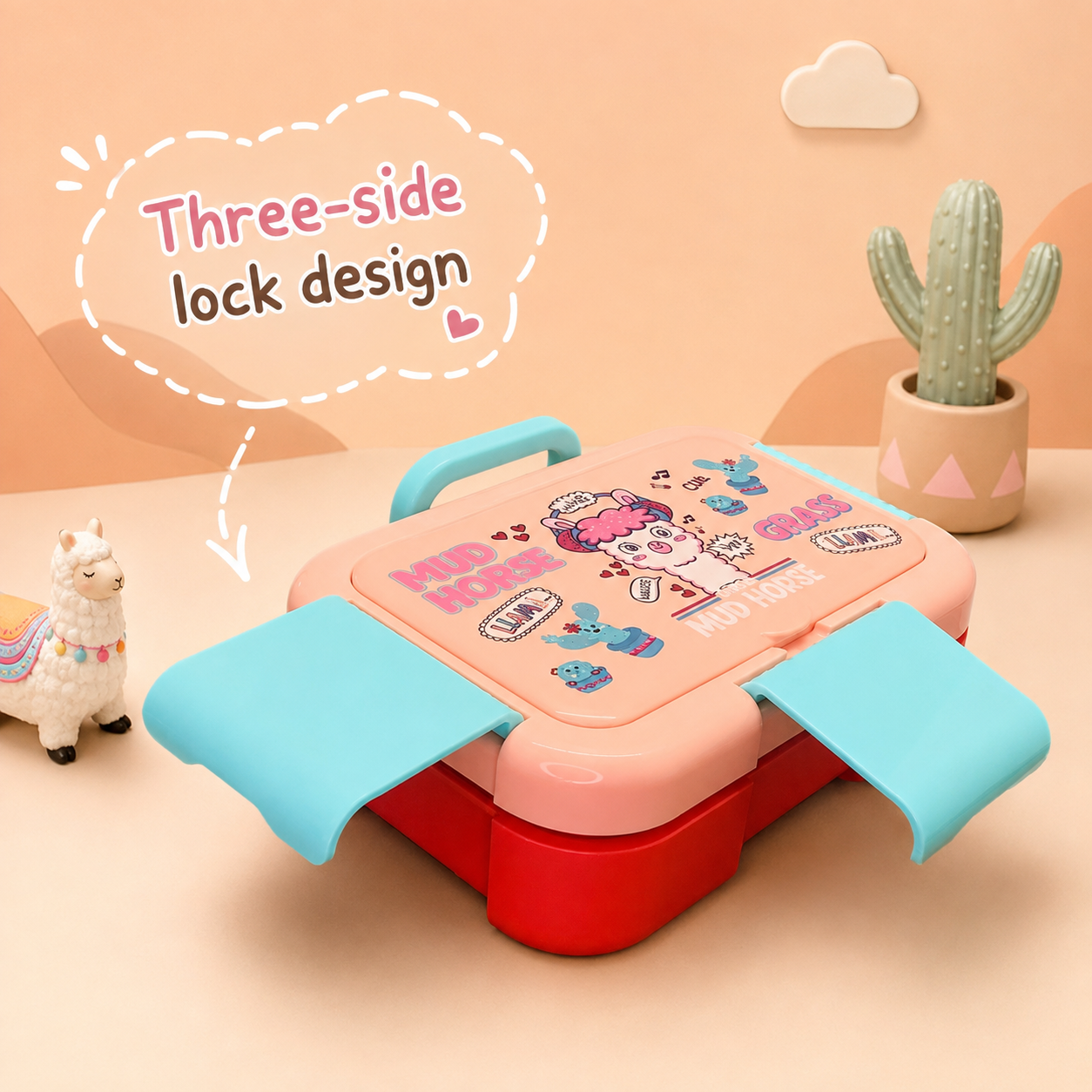 Premium Stainless Steel Kids Bento Box (Mud Horse Theme)