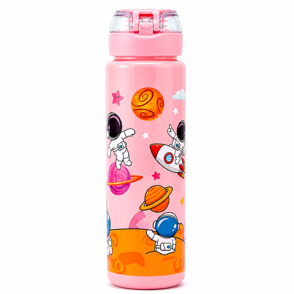 Cosmic Pink Space Astronaut 900ml Kids Sipper Bottle
