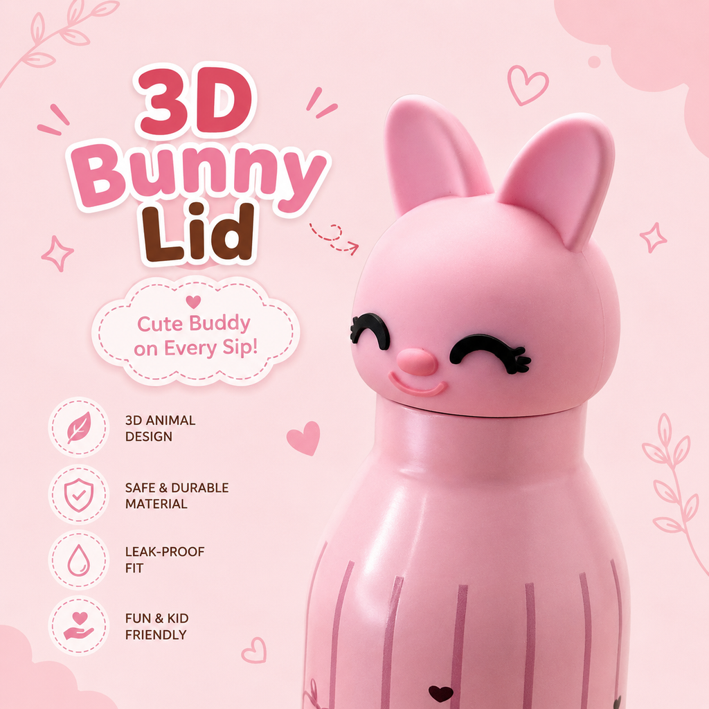 3D Bunny 450ml 2-in-1 Insulated Bottle