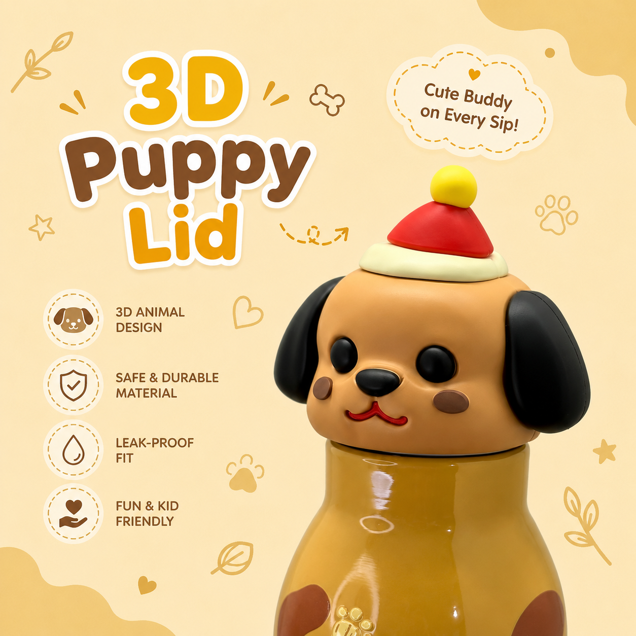 3D Puppy 450ml 2-in-1 Insulated Bottle