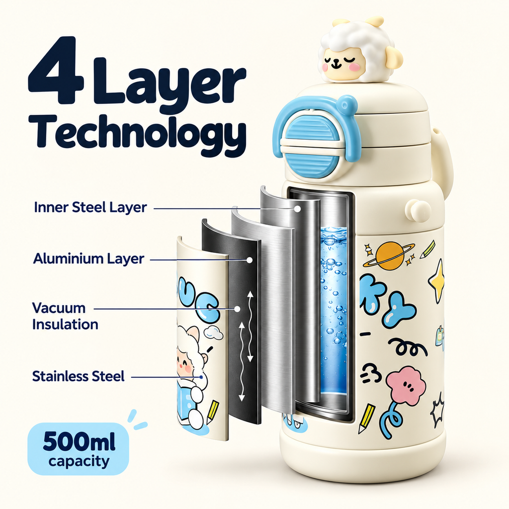 500ml Lucky Sheep Kids Insulated Bottle