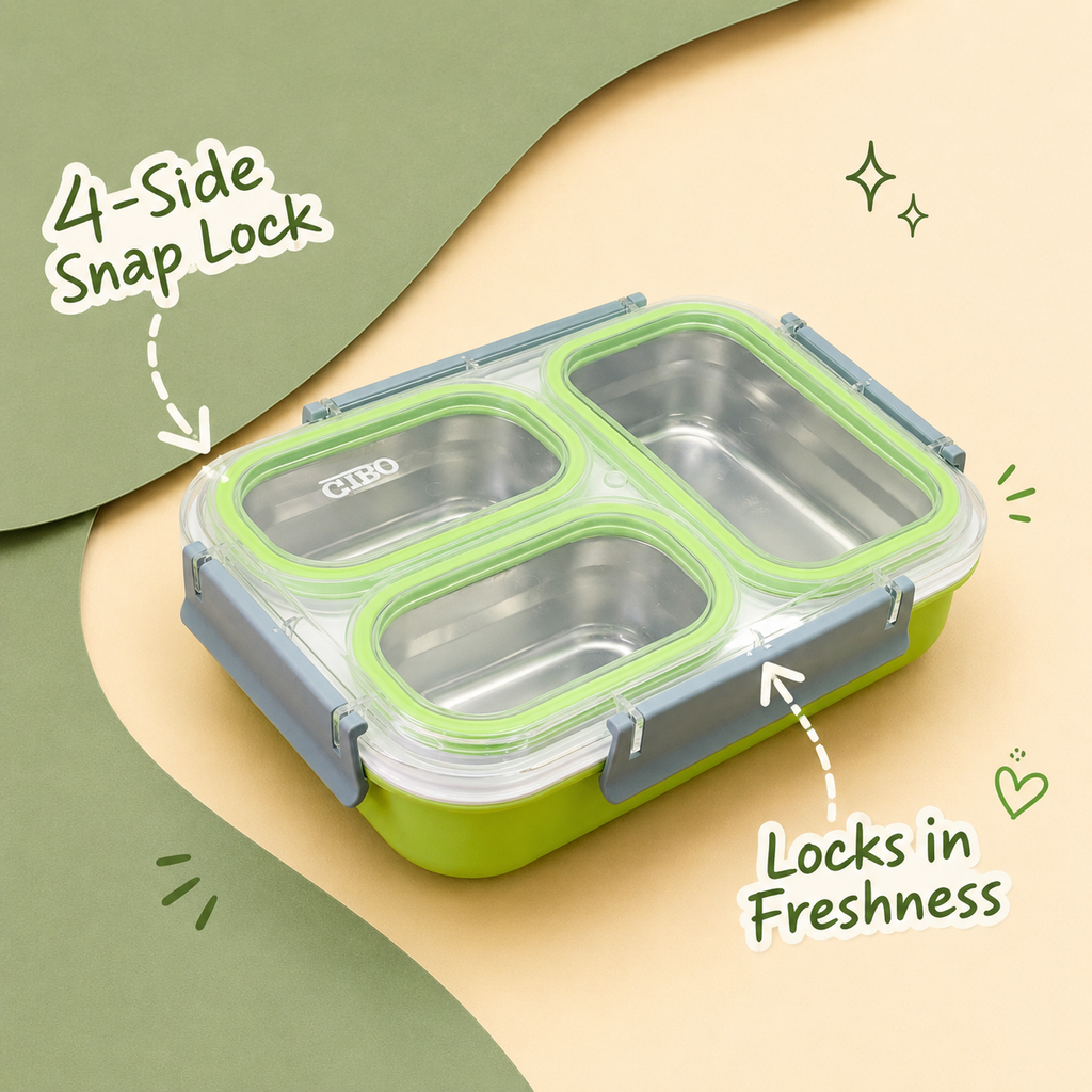 Gibo Premium Stainless Steel Bento Lunch Box (Green)