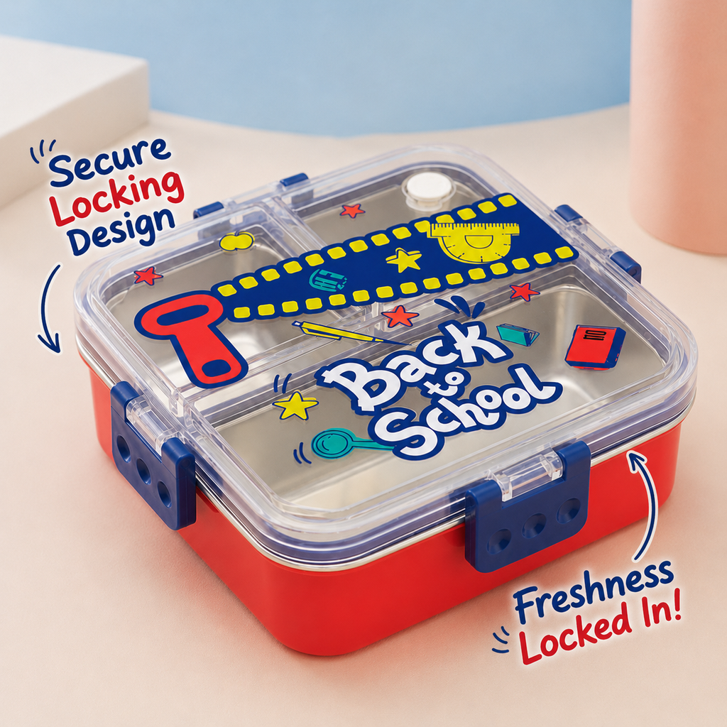 Premium 750mL Stainless Steel Kids Bento Box (Back to School)