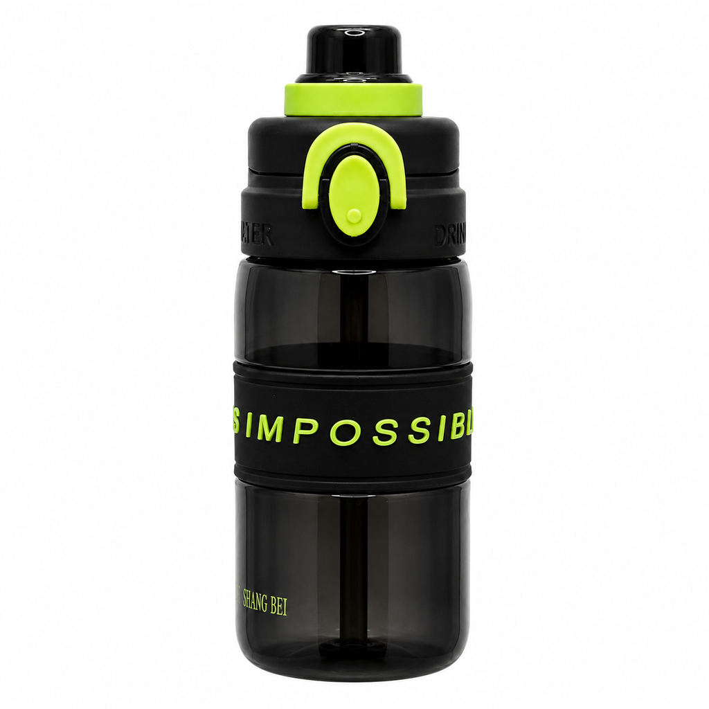 500ml 2-in-1 Straw & Spout Sipper Bottle – Black & Neon Green