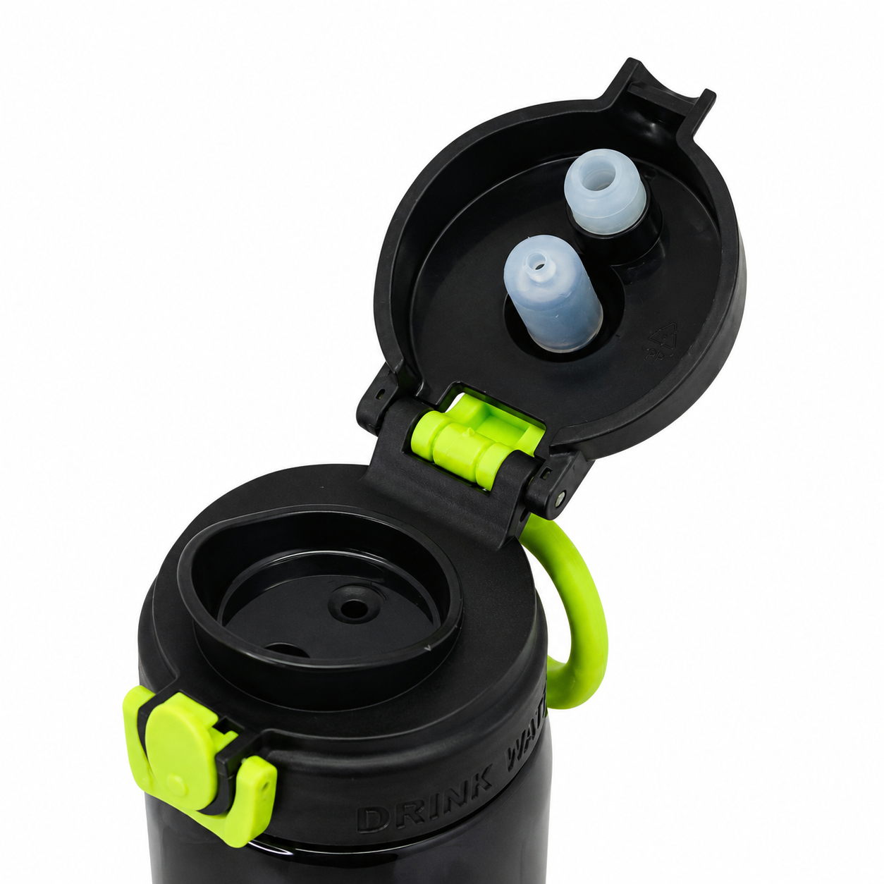 500ml 2-in-1 Straw & Spout Sipper Bottle – Black & Neon Green