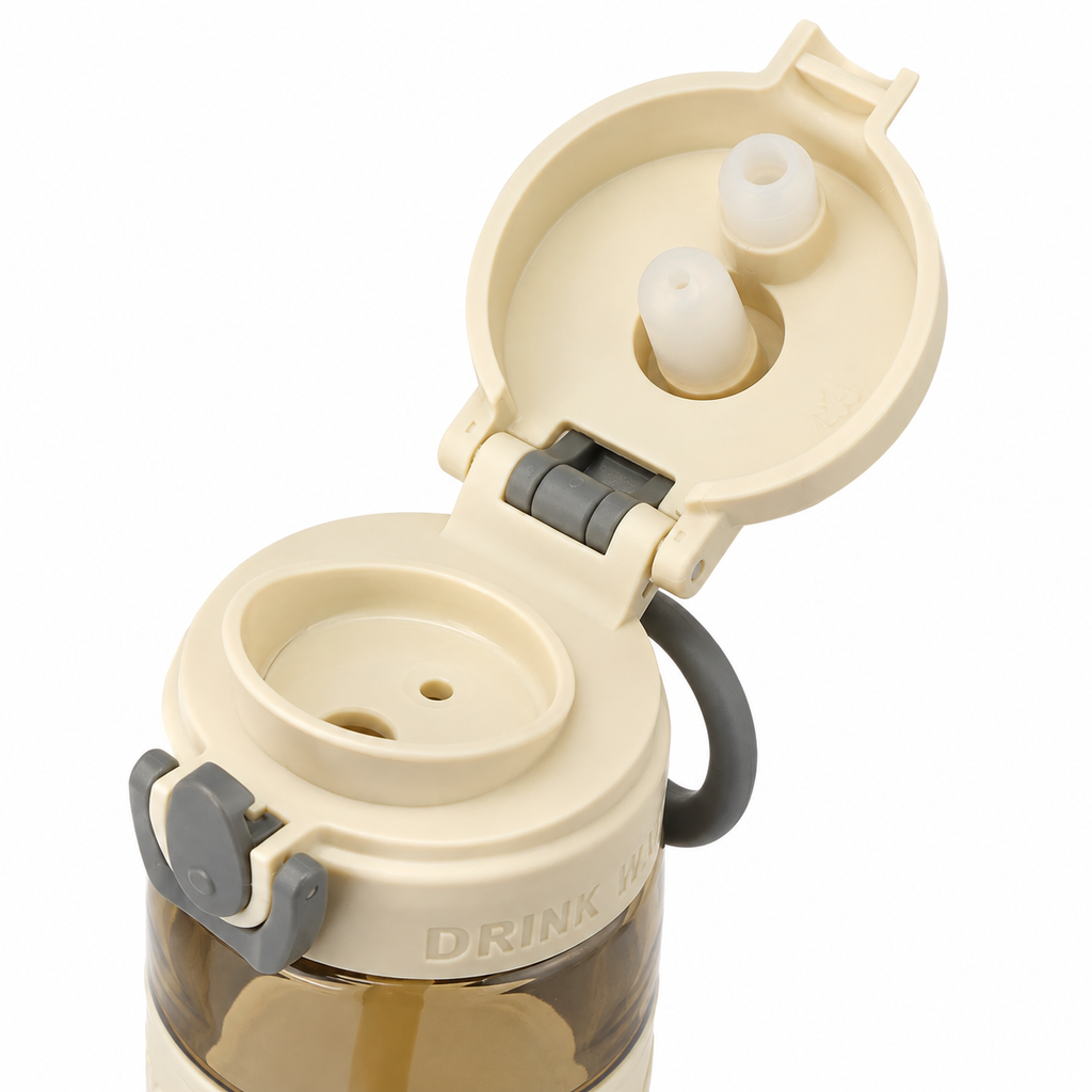500ml 2-in-1 Straw & Spout Sipper Bottle – Cream & Grey