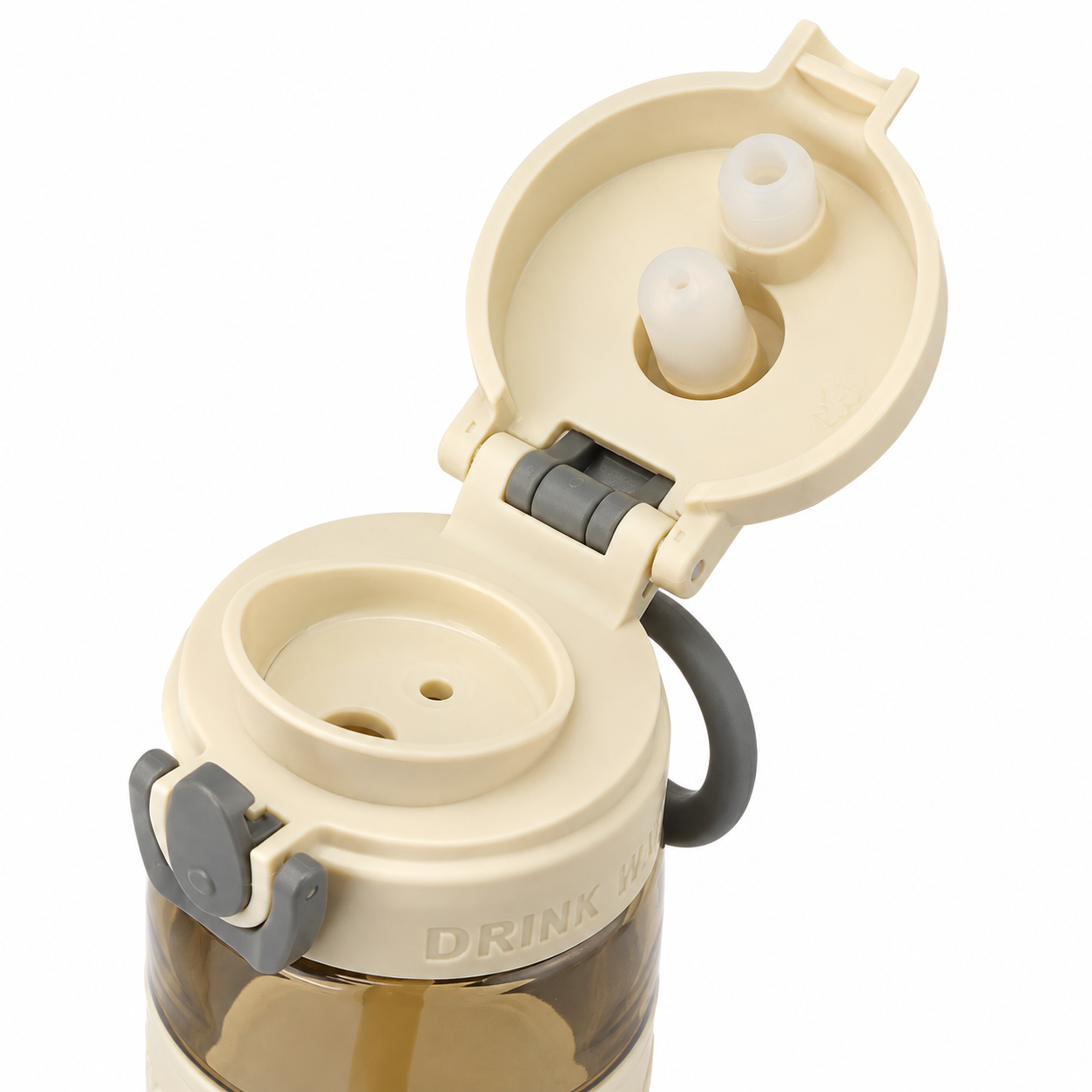 500ml 2-in-1 Straw & Spout Sipper Bottle – Cream & Grey