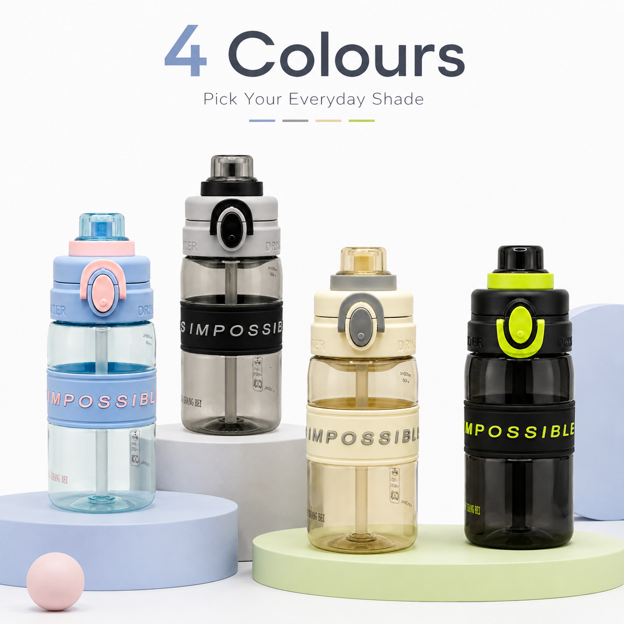 500ml 2-in-1 Straw & Spout Sipper Bottle – Cream & Grey