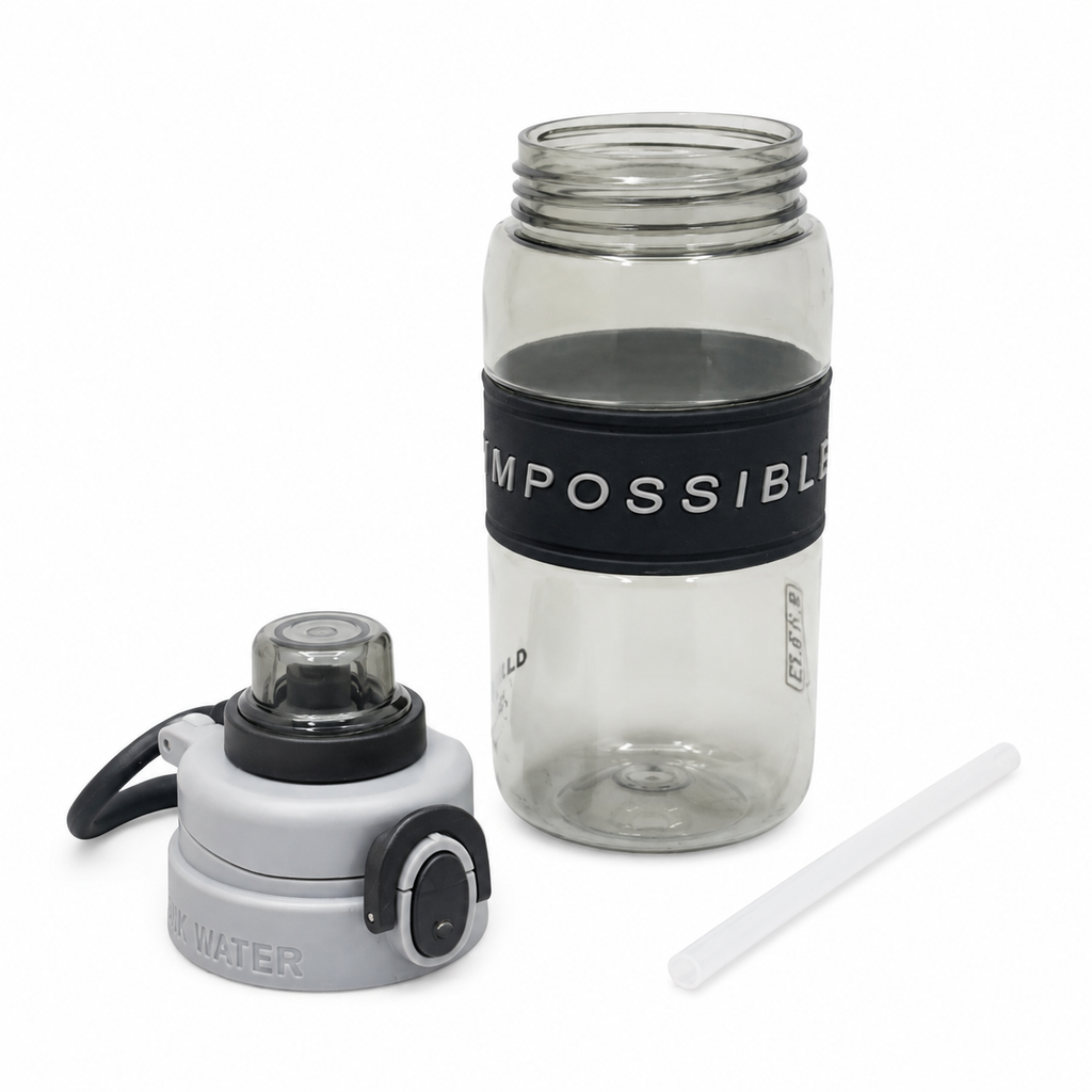 500ml 2-in-1 Straw & Spout Sipper Bottle – Smoke Black