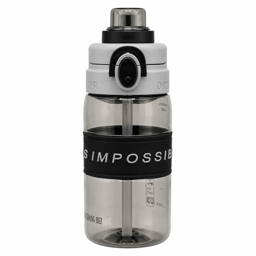 500ml 2-in-1 Straw & Spout Sipper Bottle – Smoke Black