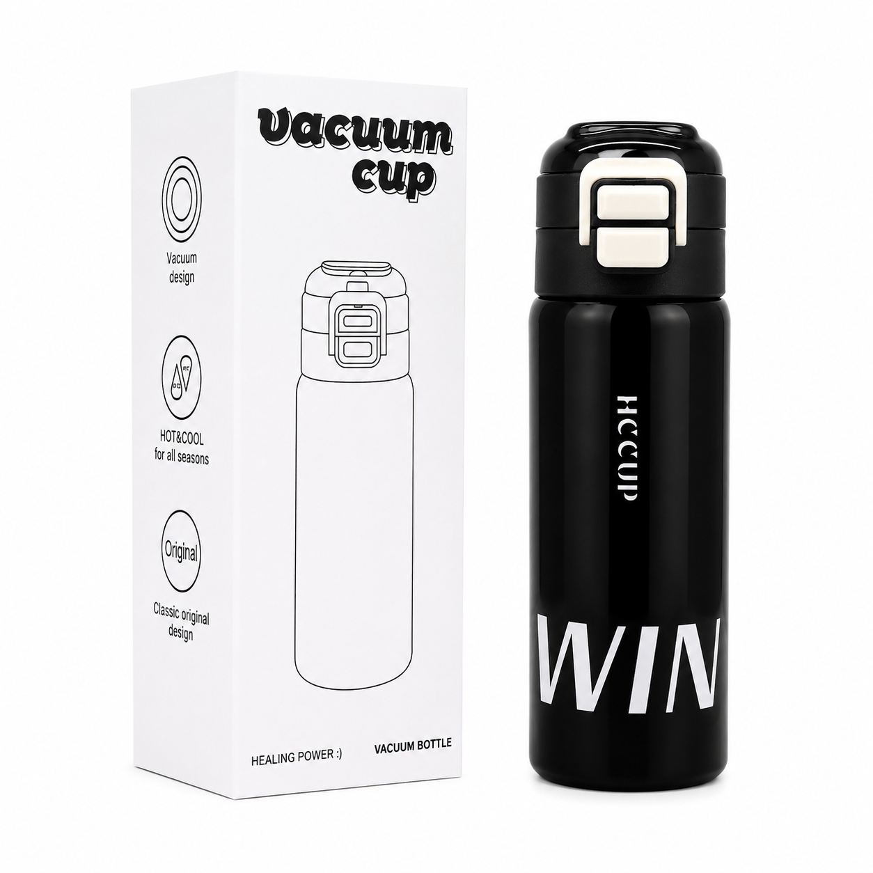 500ml WIN Dual-Drink Bottle – Black