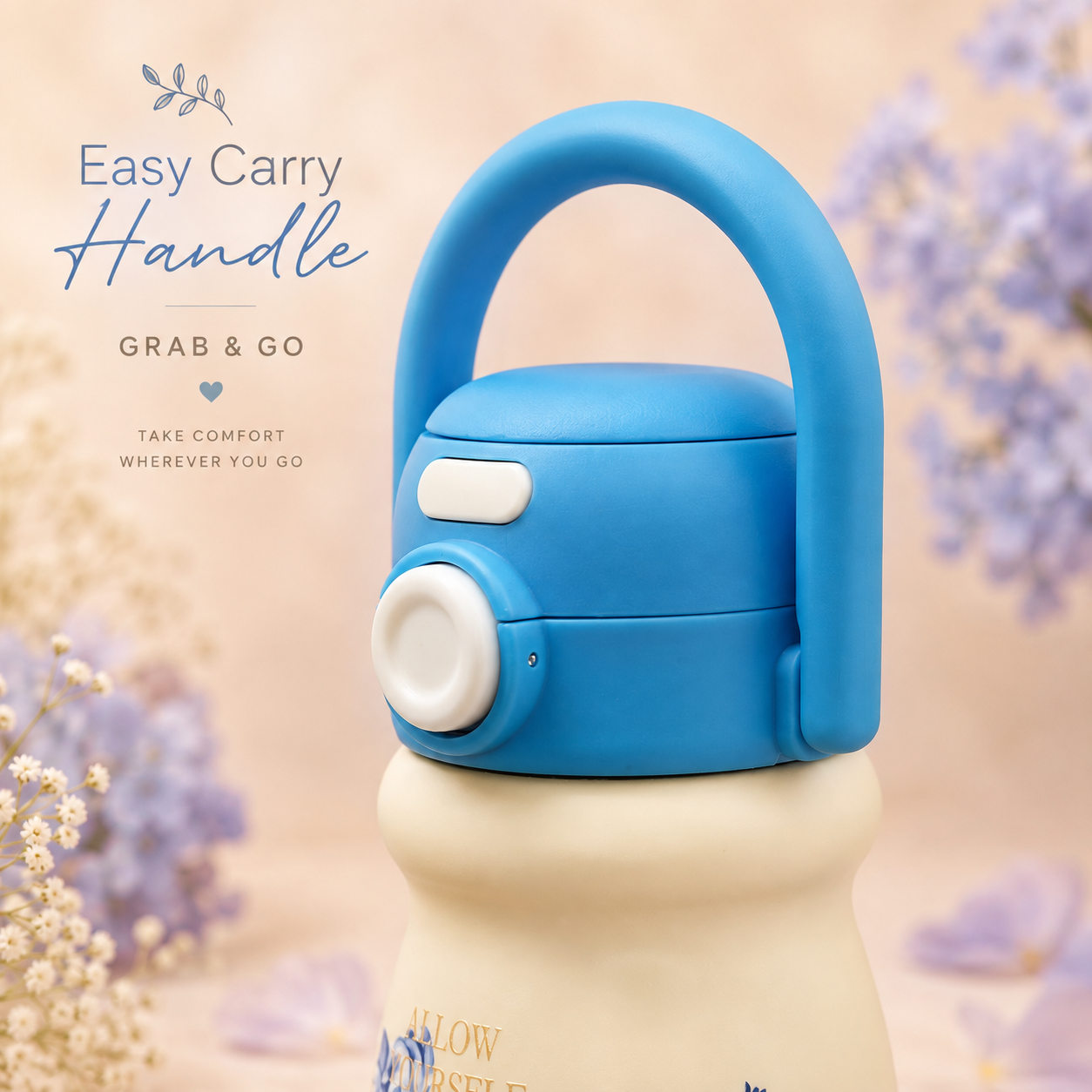 500ml Flower Insulated Steel Bottle – Sky Blue