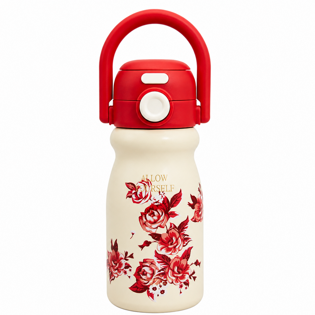 500ml Flower Insulated Steel Bottle – Red