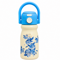 500ml Flower Insulated Steel Bottle – Sky Blue