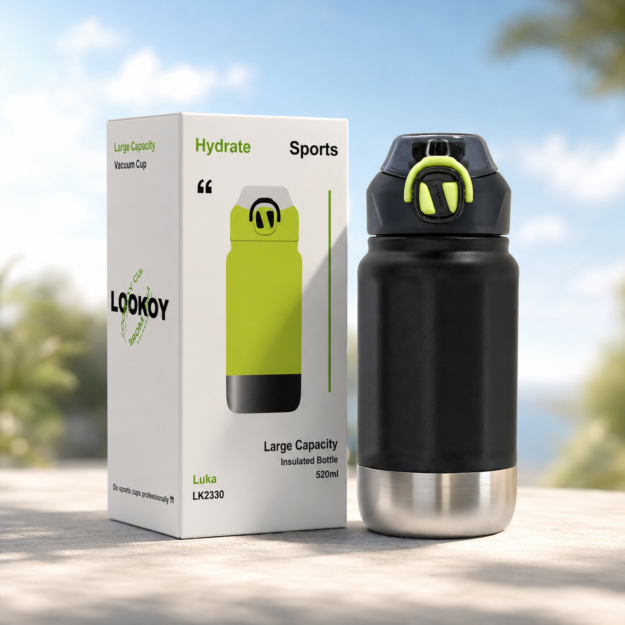 520ml stainless steel insulated water bottle - Black