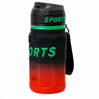 550ml Sports Straw Sipper Bottle with Carry Strap – Black, Red & Green