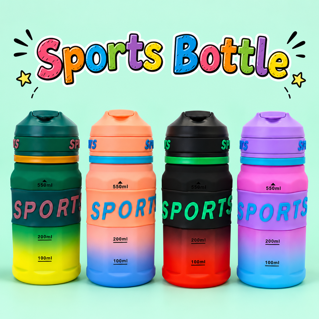 550ml Sports Straw Sipper Bottle with Carry Strap