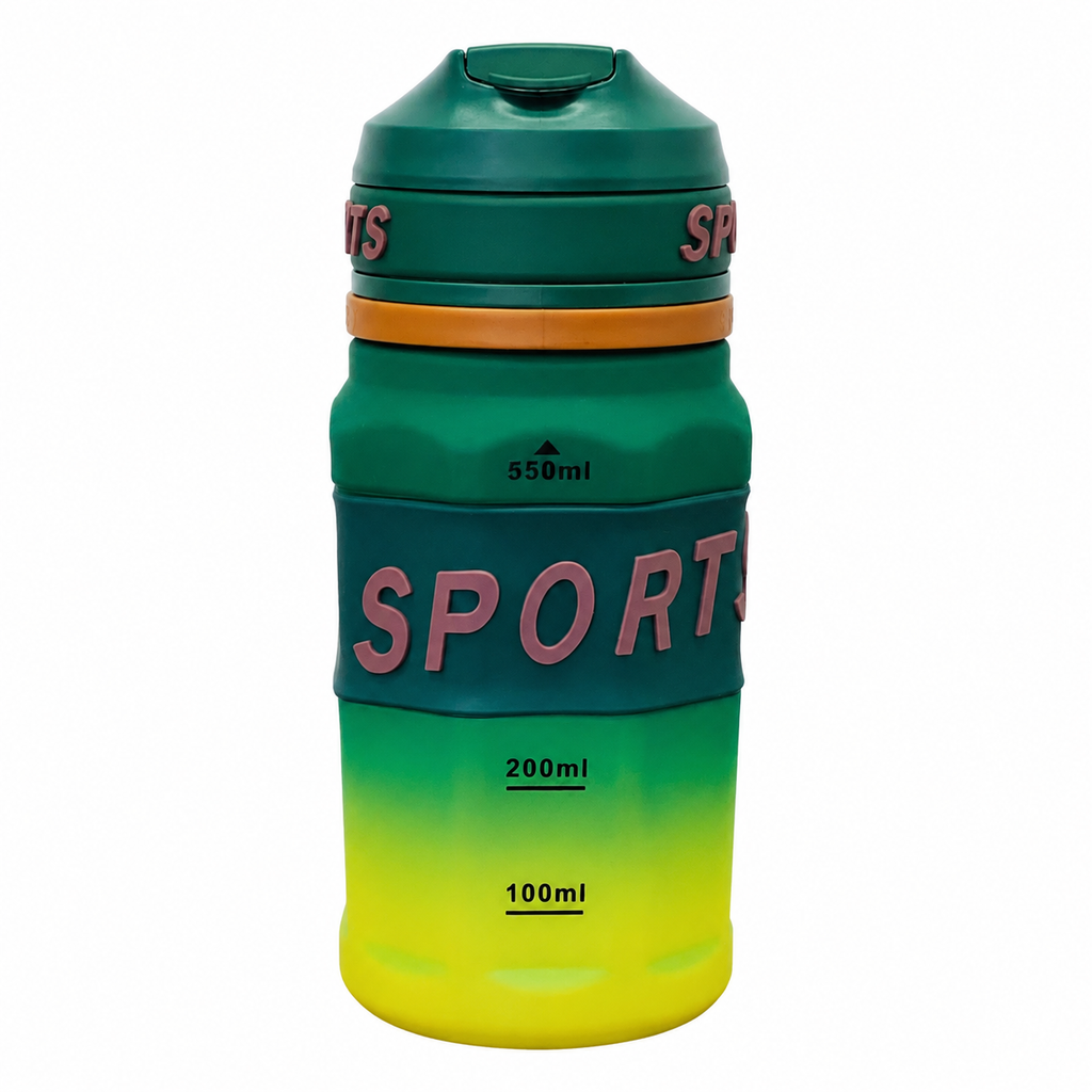 550ml Sports Straw Sipper Bottle with Carry Strap – Green & Lime
