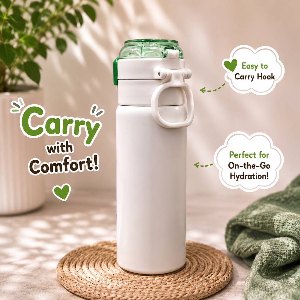 500ml WIN Dual-Drink Bottle – White & Green